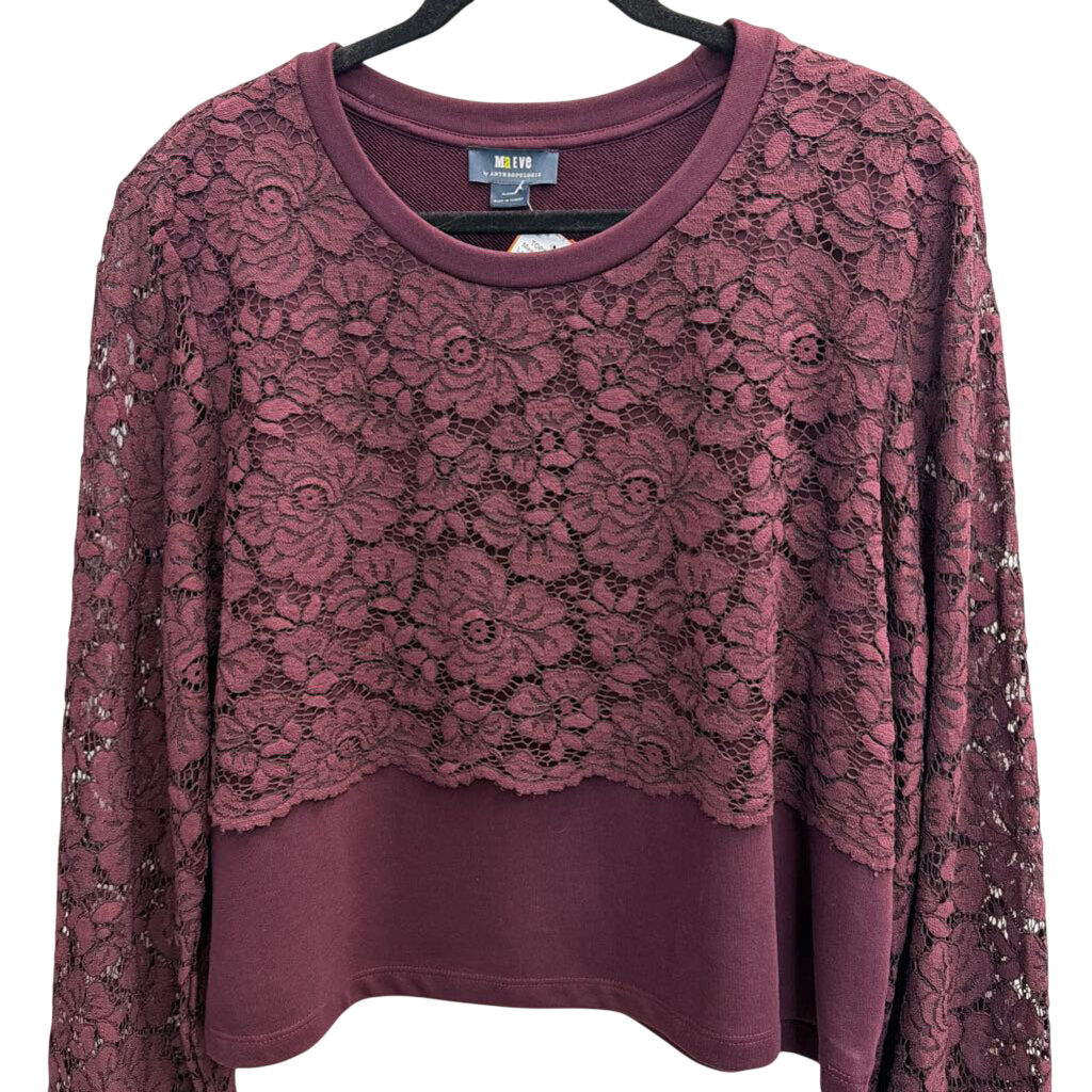 Maeve Burgundy Lace Long Sleeve Top Extra Large