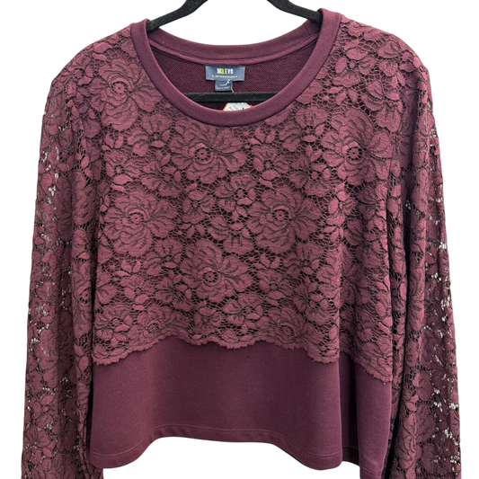 Maeve Burgundy Lace Long Sleeve Top Extra Large