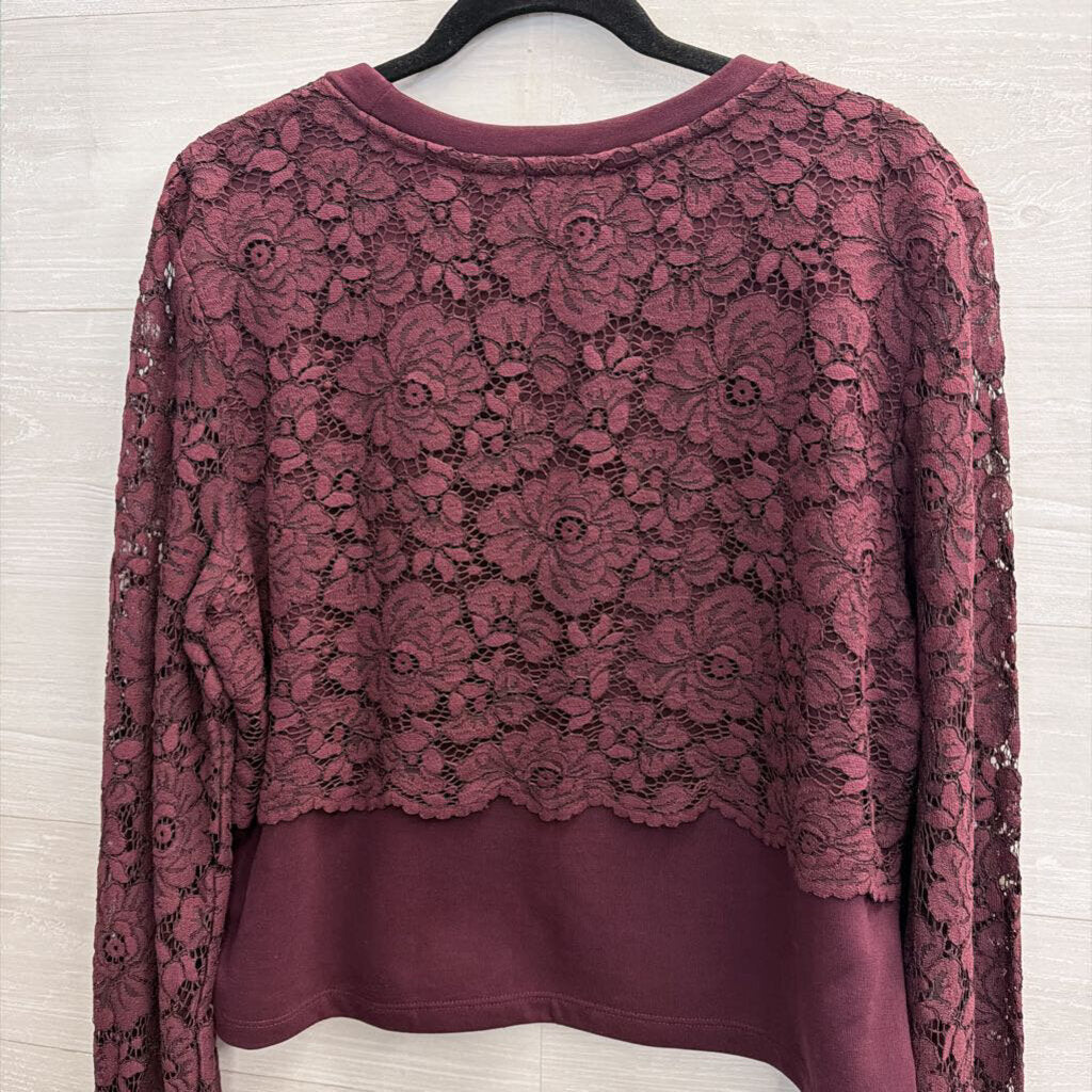 Maeve Burgundy Lace Long Sleeve Top Extra Large