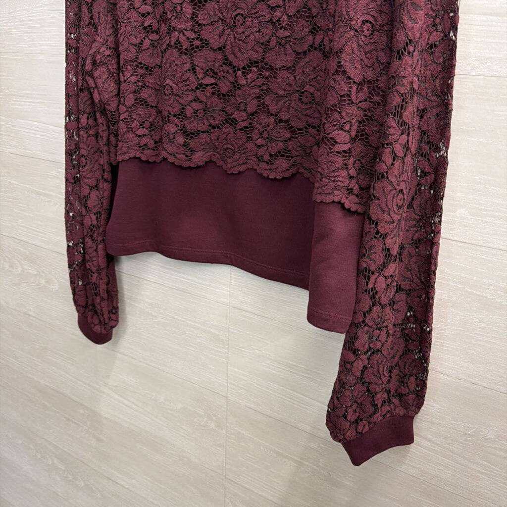 Maeve Burgundy Lace Long Sleeve Top Extra Large
