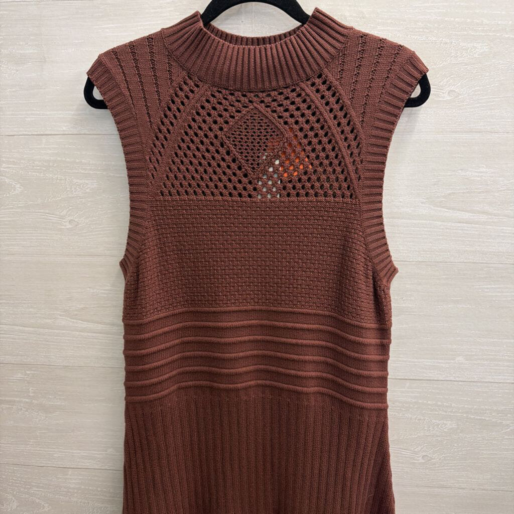 Anthropologie Brown Knit Sleeveless Drop Waist Maxi Dress Large