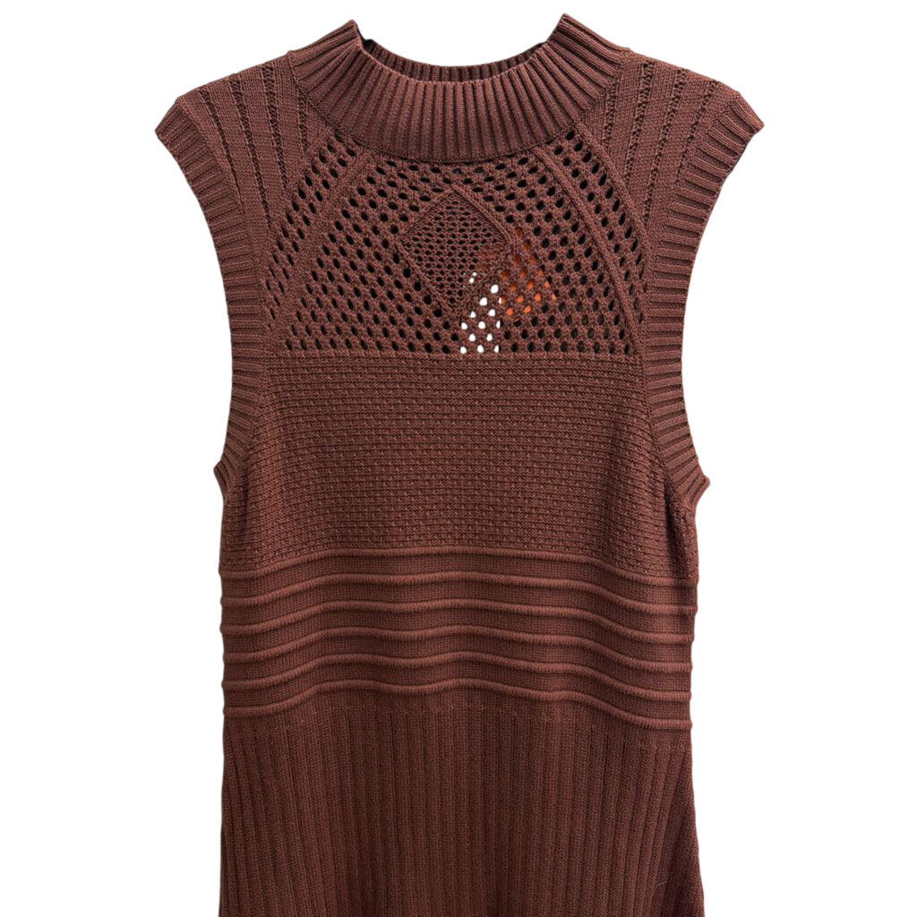 Anthropologie Brown Knit Sleeveless Drop Waist Maxi Dress Large