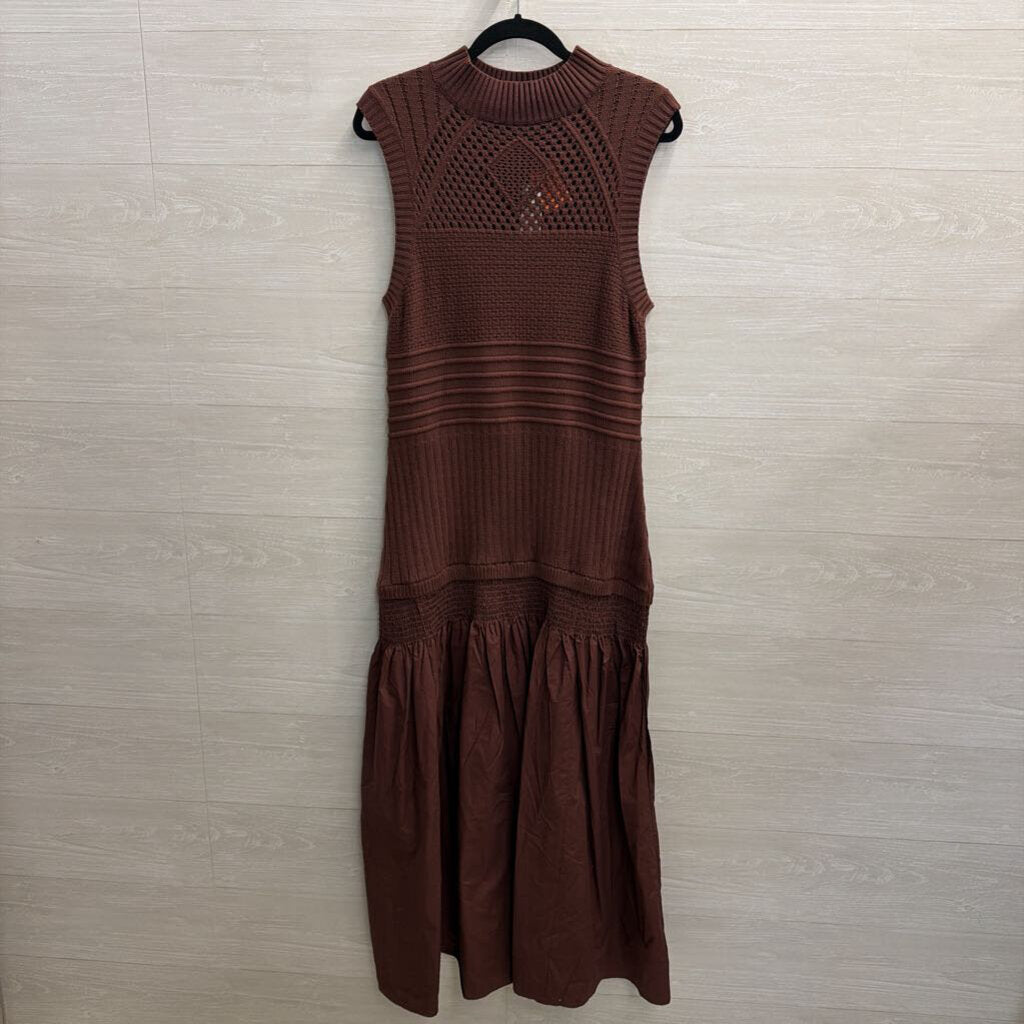 Anthropologie Brown Knit Sleeveless Drop Waist Maxi Dress Large