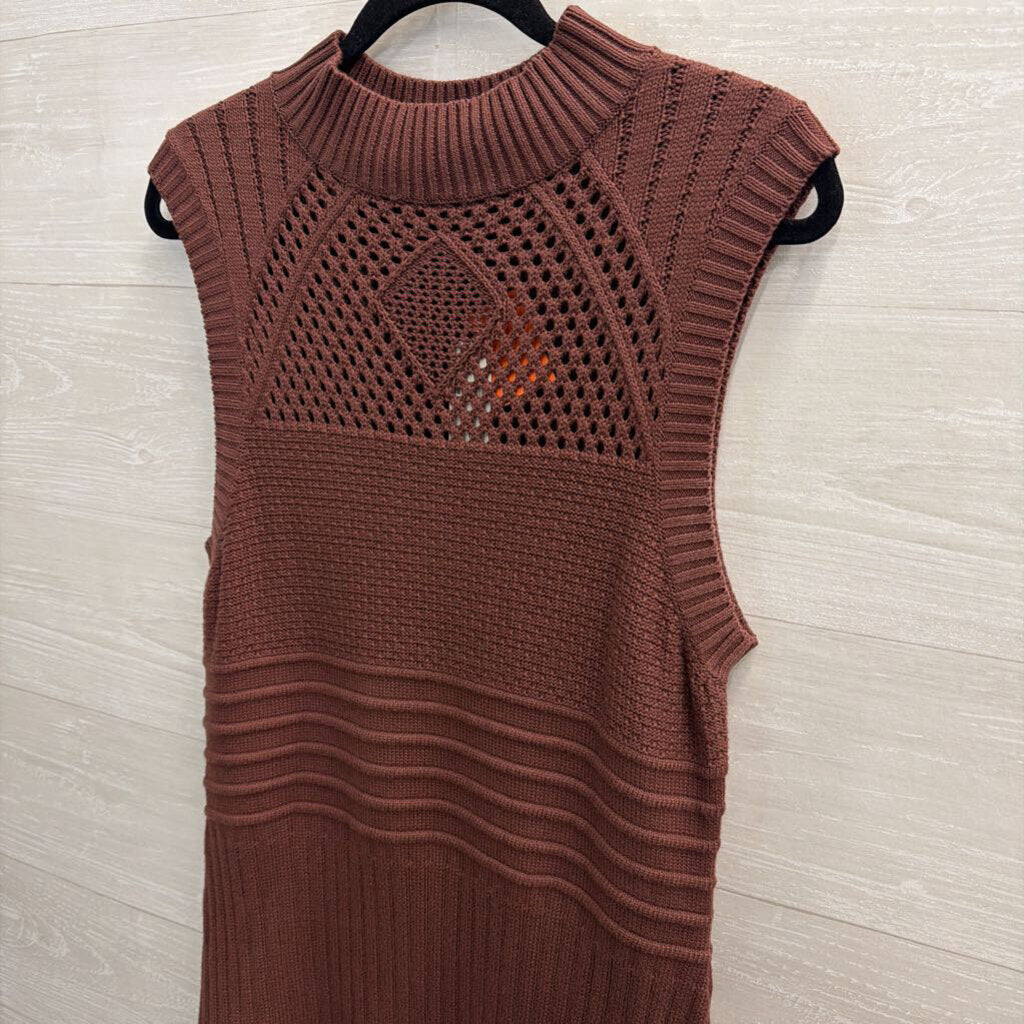 Anthropologie Brown Knit Sleeveless Drop Waist Maxi Dress Large