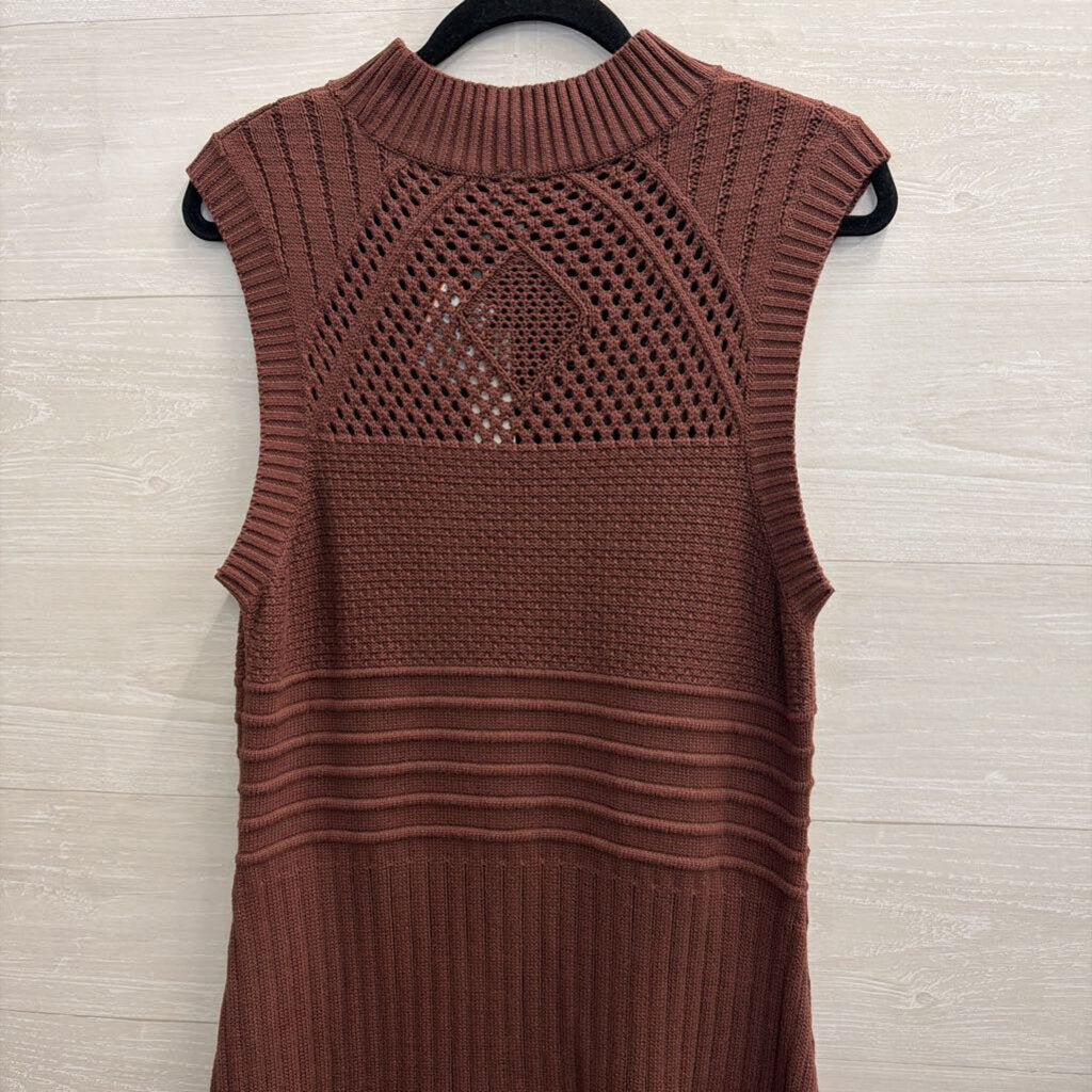 Anthropologie Brown Knit Sleeveless Drop Waist Maxi Dress Large