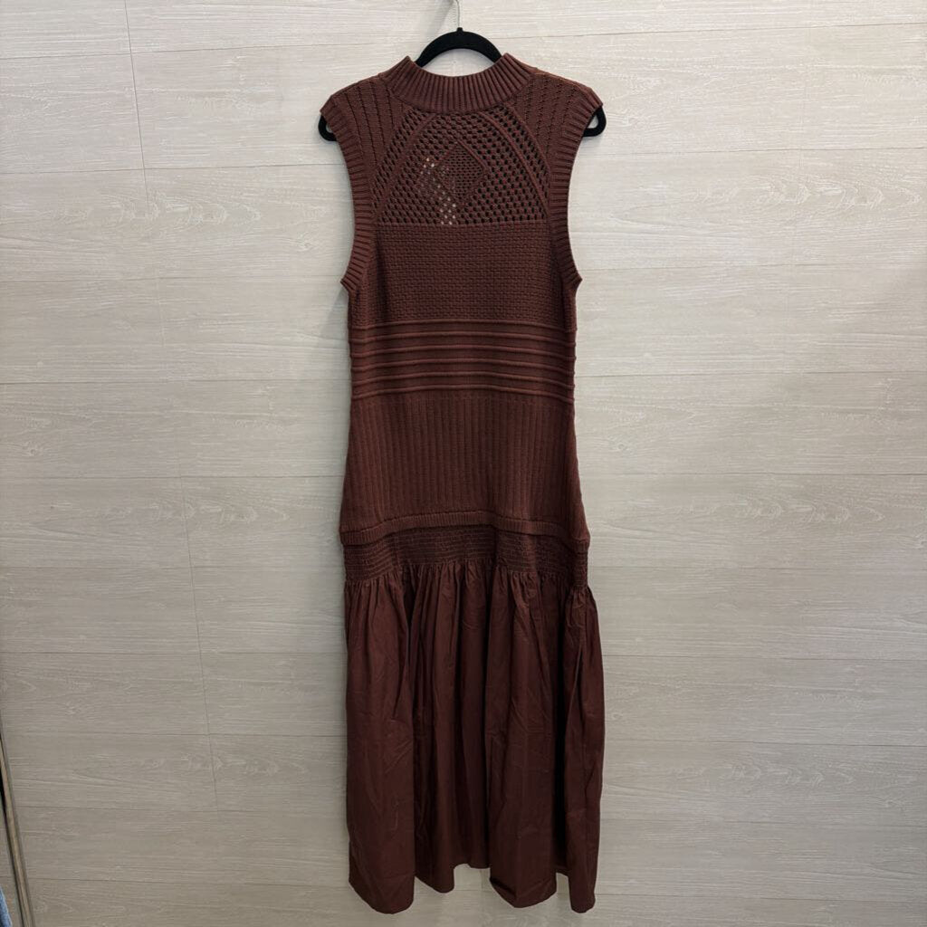 Anthropologie Brown Knit Sleeveless Drop Waist Maxi Dress Large