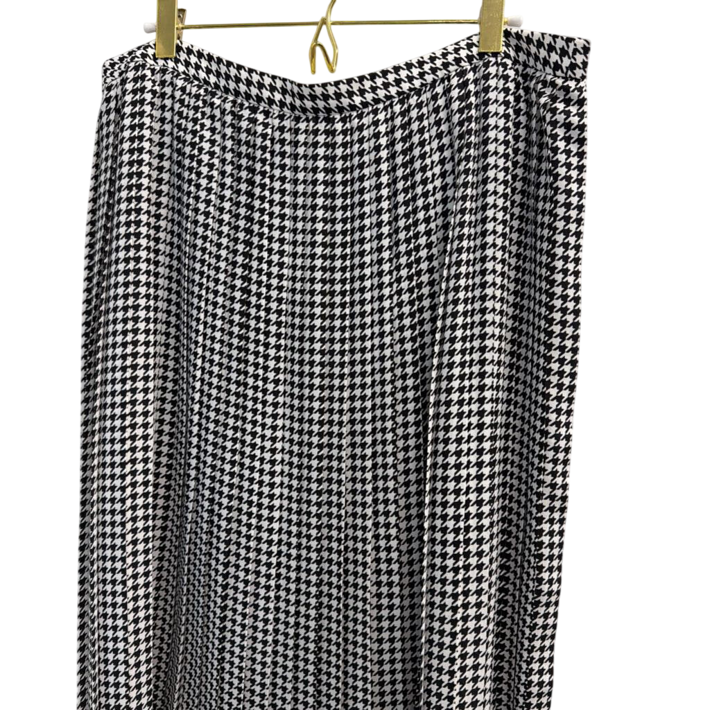 J Crew White/ Black Houndstooth Pleated Midi Skirt 14