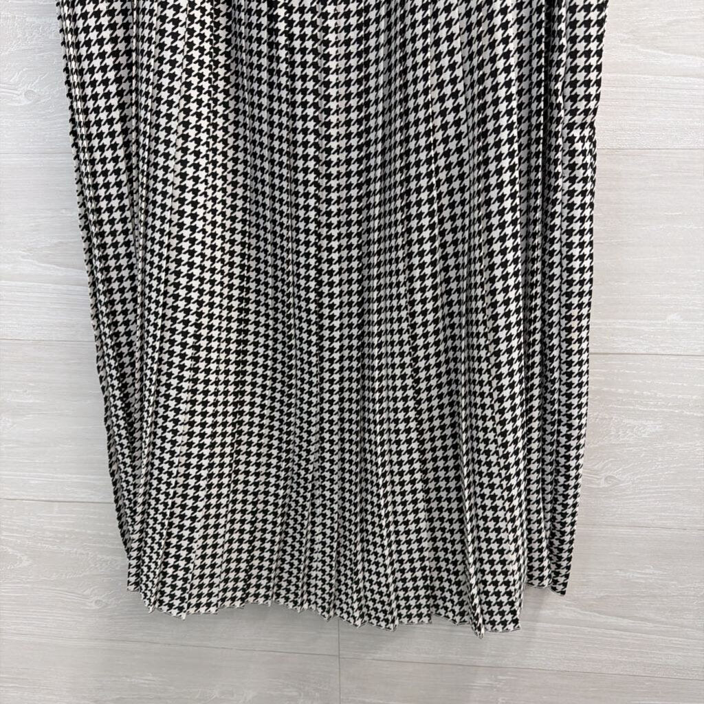 J Crew White/ Black Houndstooth Pleated Midi Skirt 14