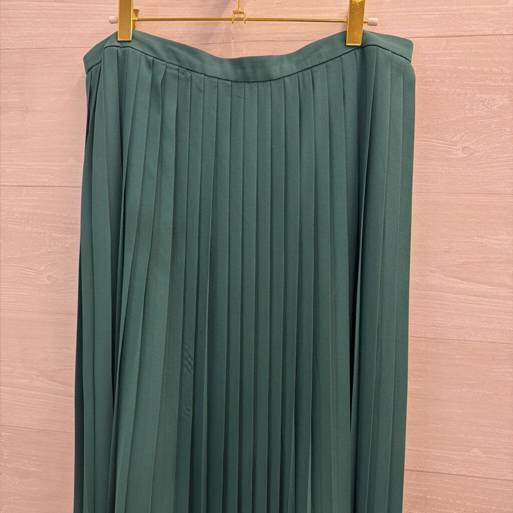 J Crew Green Pleated Midi Skirt 14