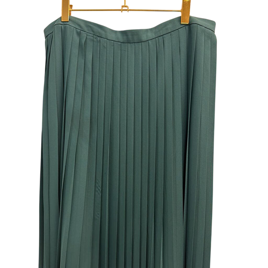 J Crew Green Pleated Midi Skirt 14