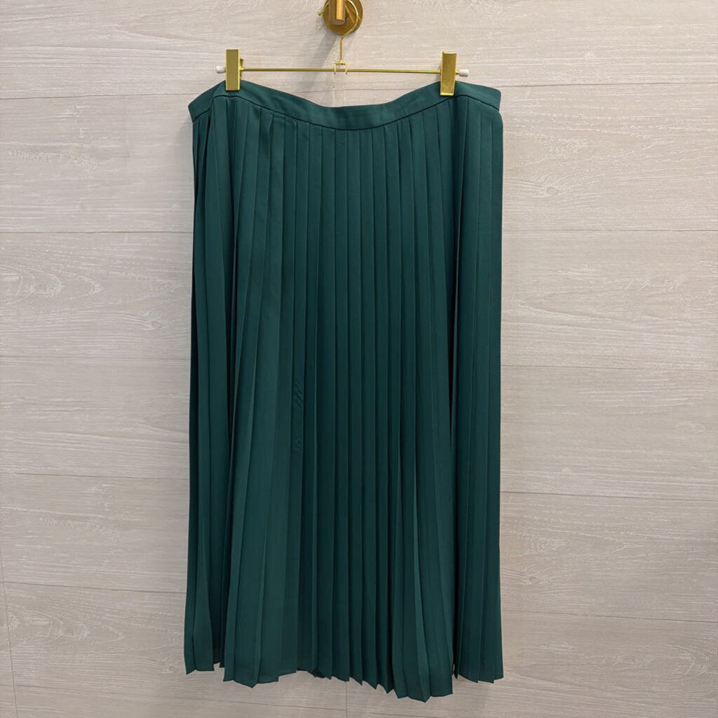 J Crew Green Pleated Midi Skirt 14