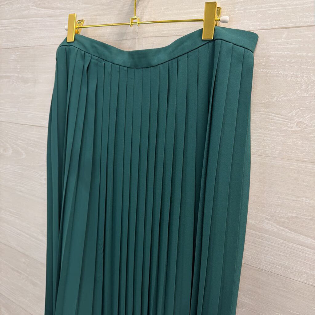 J Crew Green Pleated Midi Skirt 14