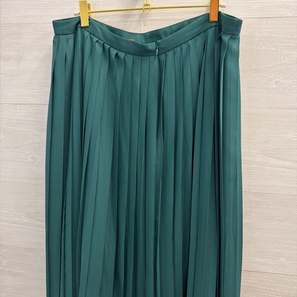 J Crew Green Pleated Midi Skirt 14
