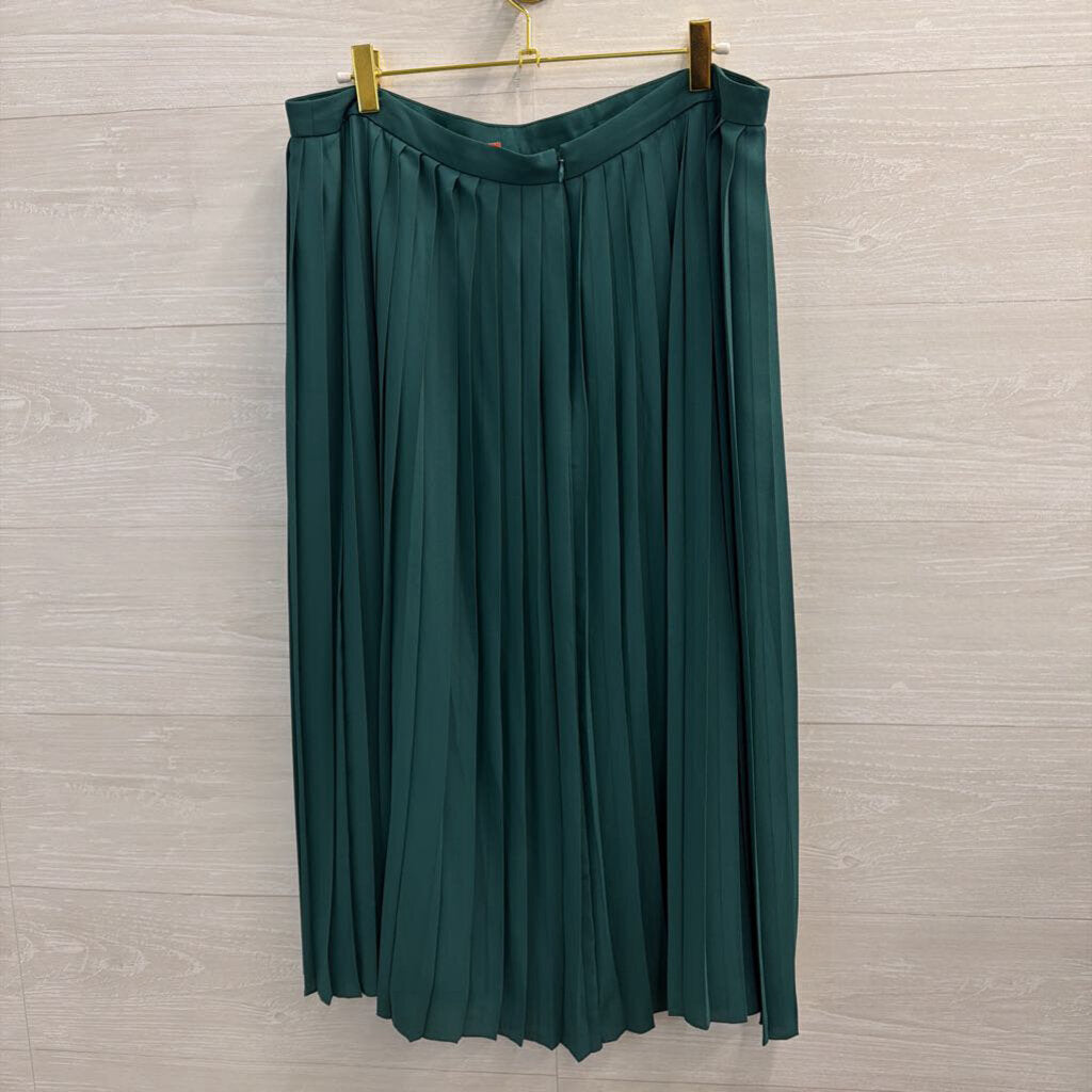 J Crew Green Pleated Midi Skirt 14