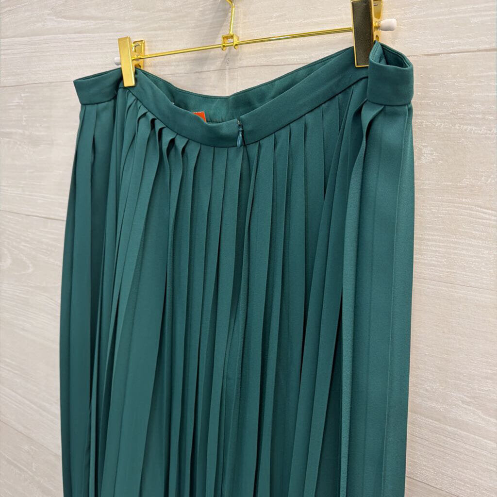 J Crew Green Pleated Midi Skirt 14