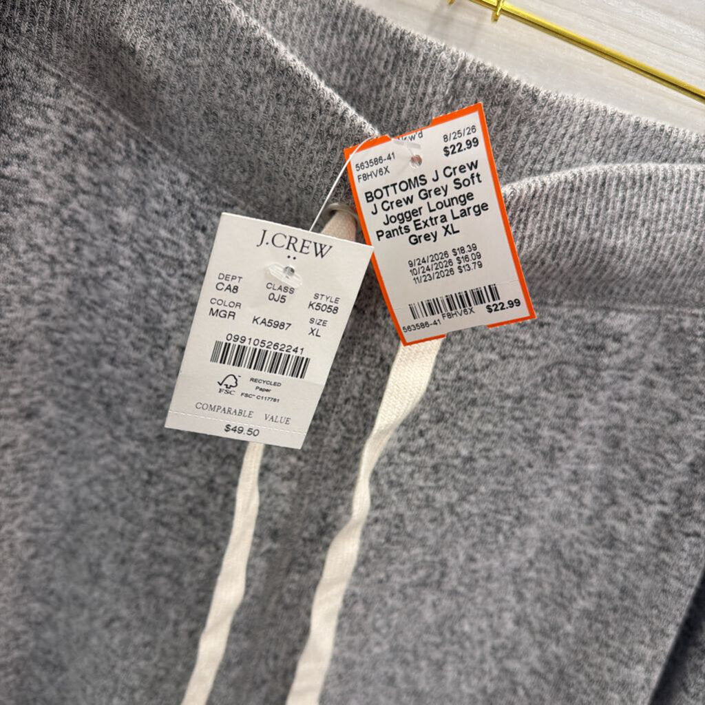 J Crew Grey Soft Jogger Lounge Pants Extra Large