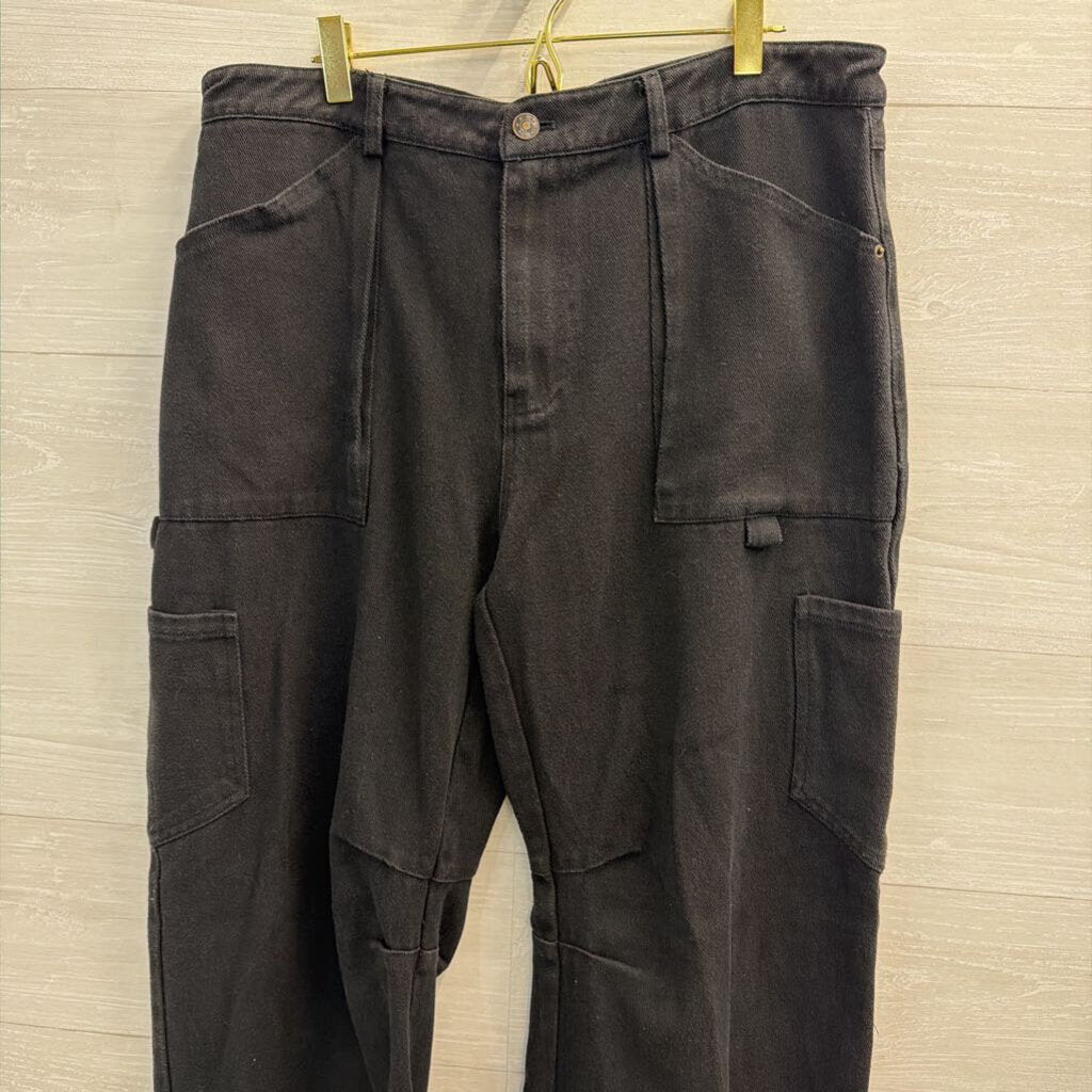 Lioness Black Denim Wide Leg Jeans Extra Large