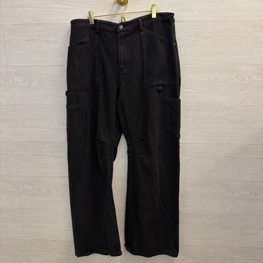 Lioness Black Denim Wide Leg Jeans Extra Large