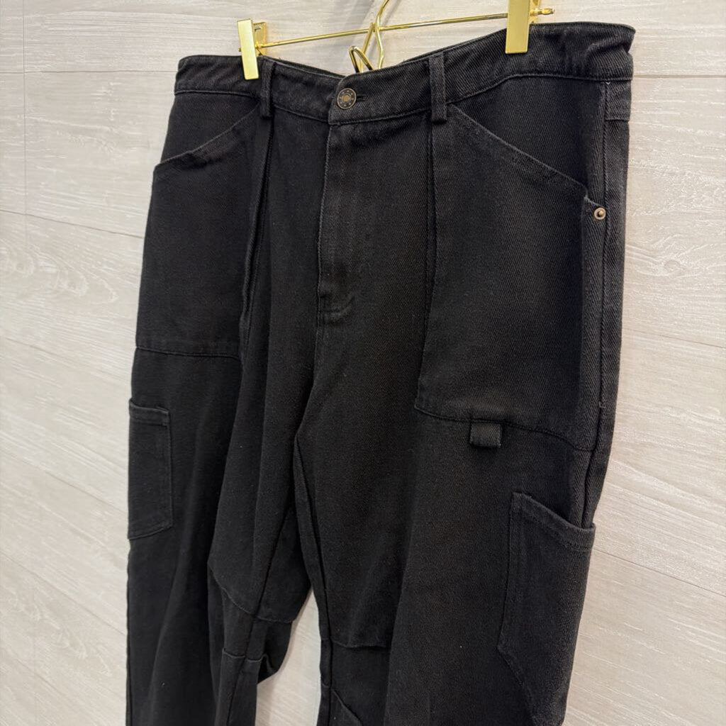 Lioness Black Denim Wide Leg Jeans Extra Large