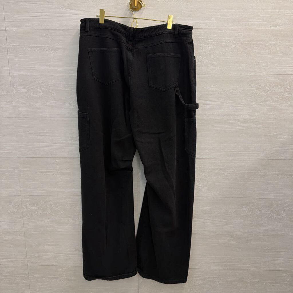 Lioness Black Denim Wide Leg Jeans Extra Large