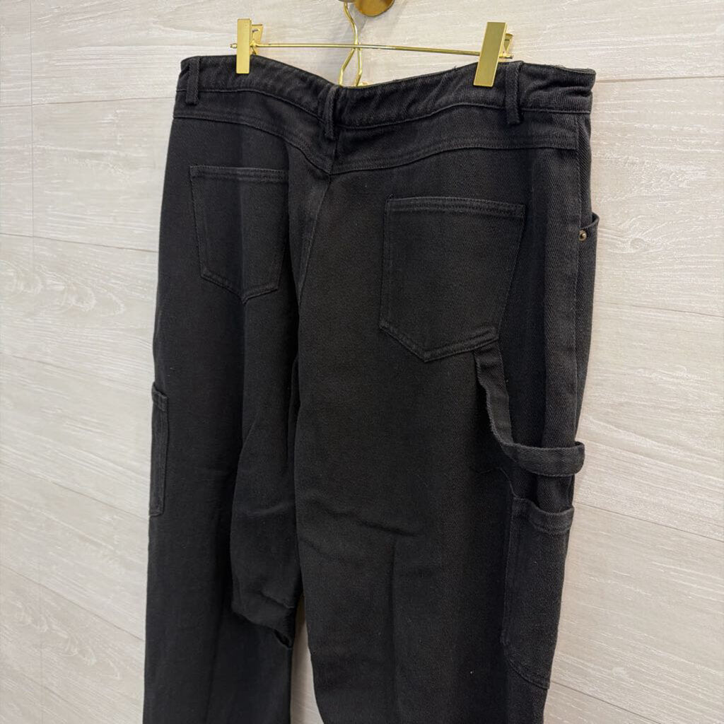 Lioness Black Denim Wide Leg Jeans Extra Large