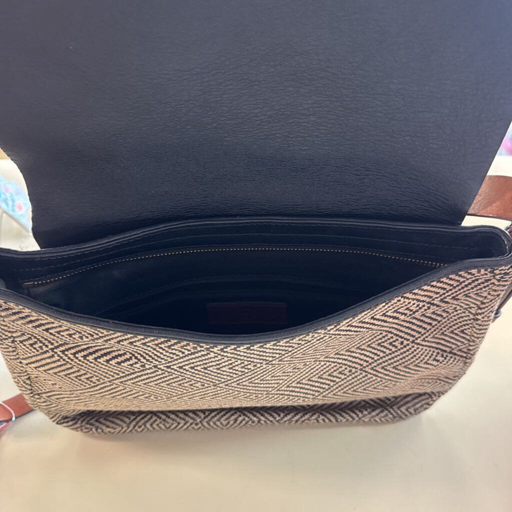 Fossil Black/ Cream/ Brown Harper Flap Crossbody Purse