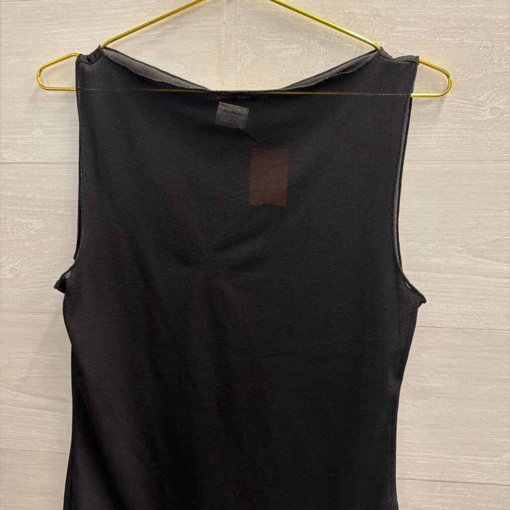 Abercrombie and Fitch Black Mesh Unlined Sleeveless Top Large