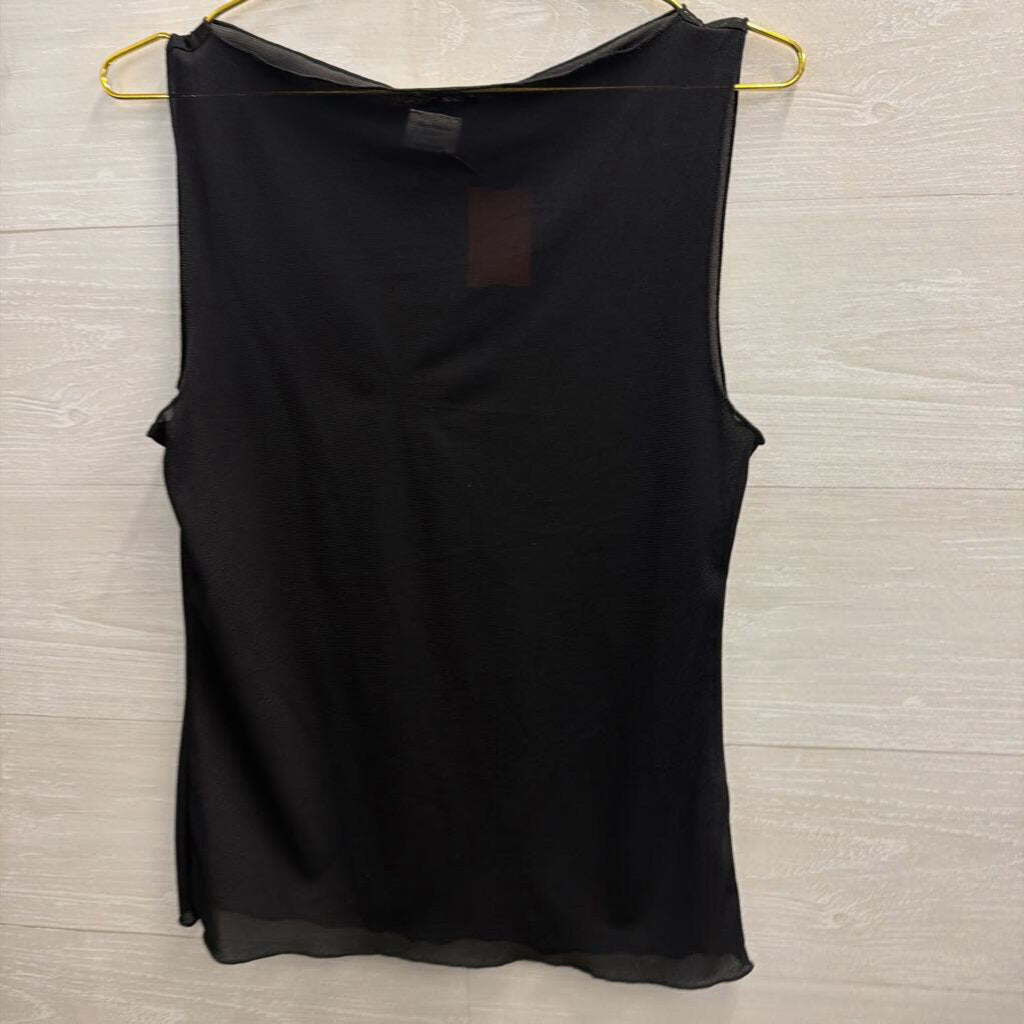 Abercrombie and Fitch Black Mesh Unlined Sleeveless Top Large