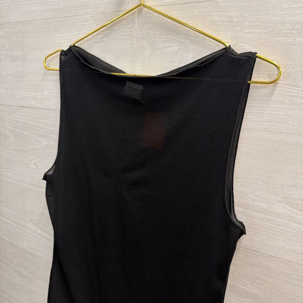 Abercrombie and Fitch Black Mesh Unlined Sleeveless Top Large