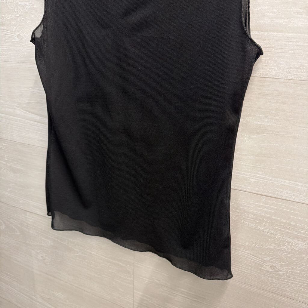 Abercrombie and Fitch Black Mesh Unlined Sleeveless Top Large