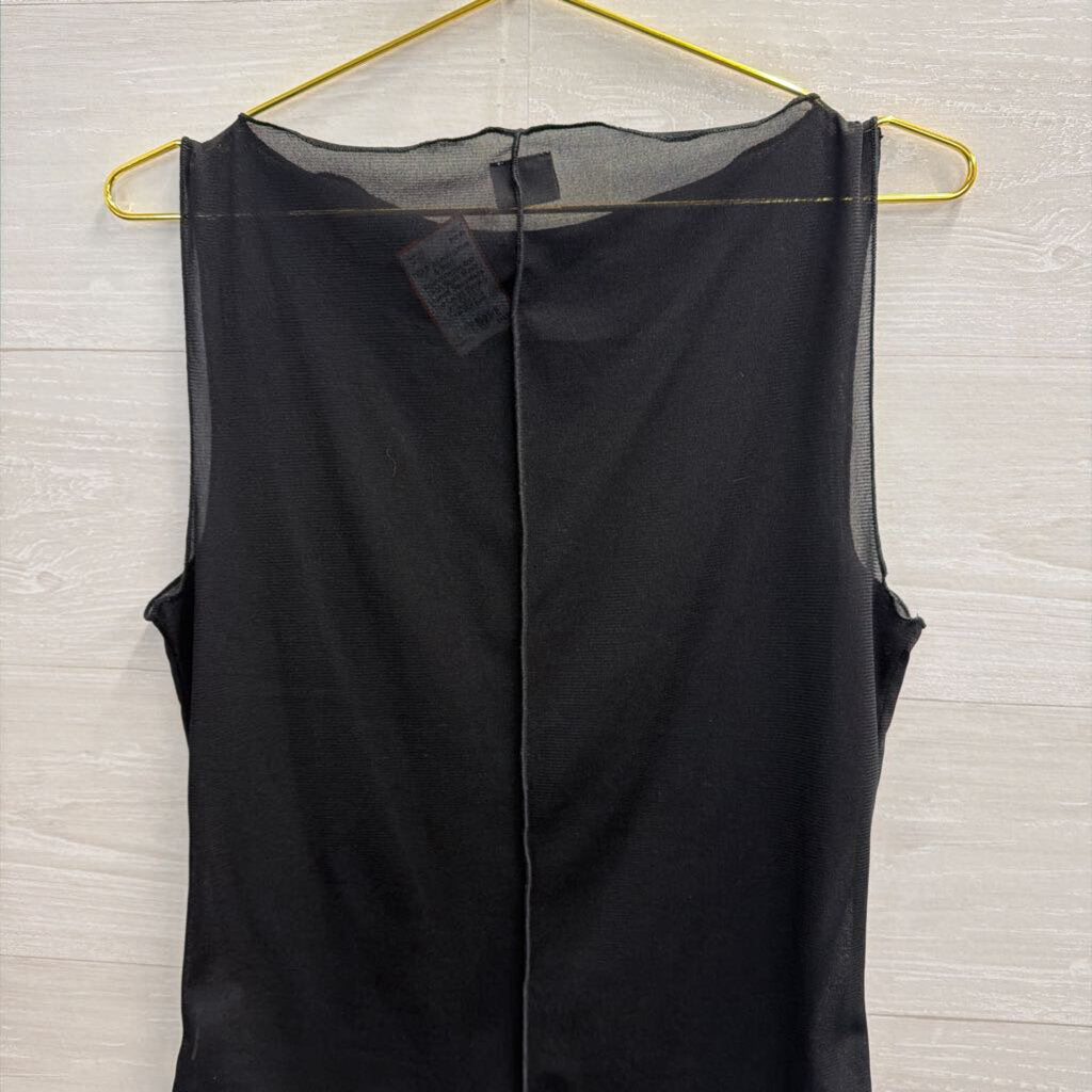 Abercrombie and Fitch Black Mesh Unlined Sleeveless Top Large