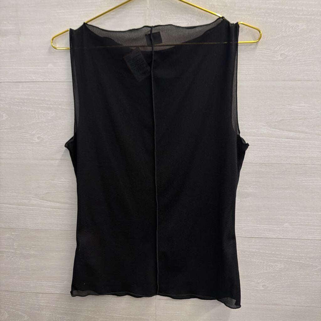 Abercrombie and Fitch Black Mesh Unlined Sleeveless Top Large
