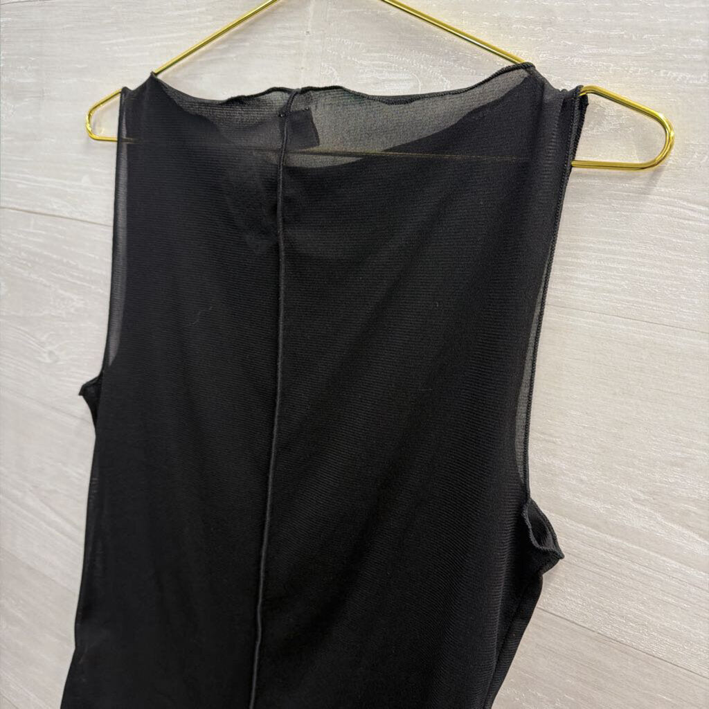 Abercrombie and Fitch Black Mesh Unlined Sleeveless Top Large