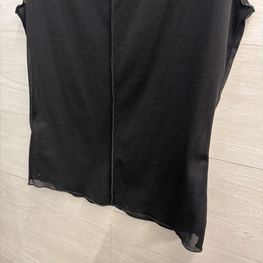 Abercrombie and Fitch Black Mesh Unlined Sleeveless Top Large