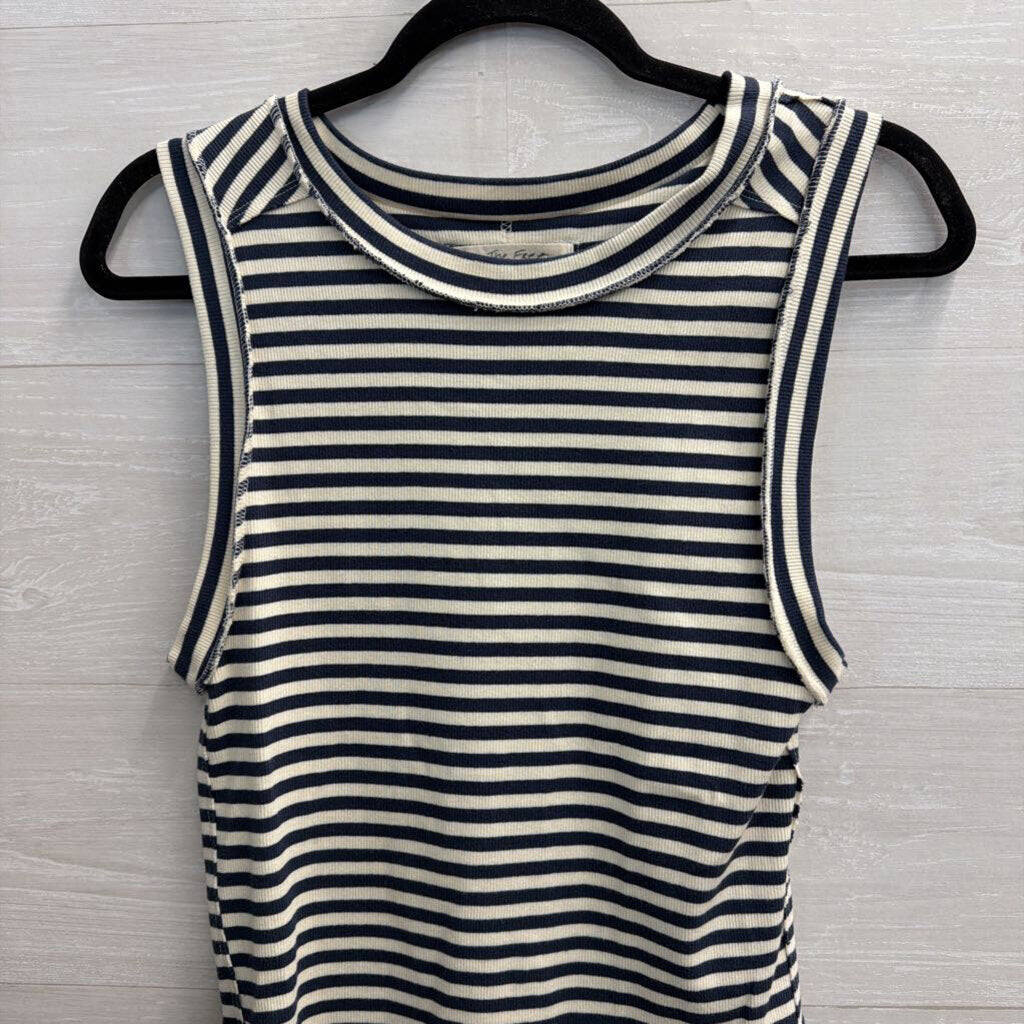 We The Free White/ Navy Striped Tank Top Large