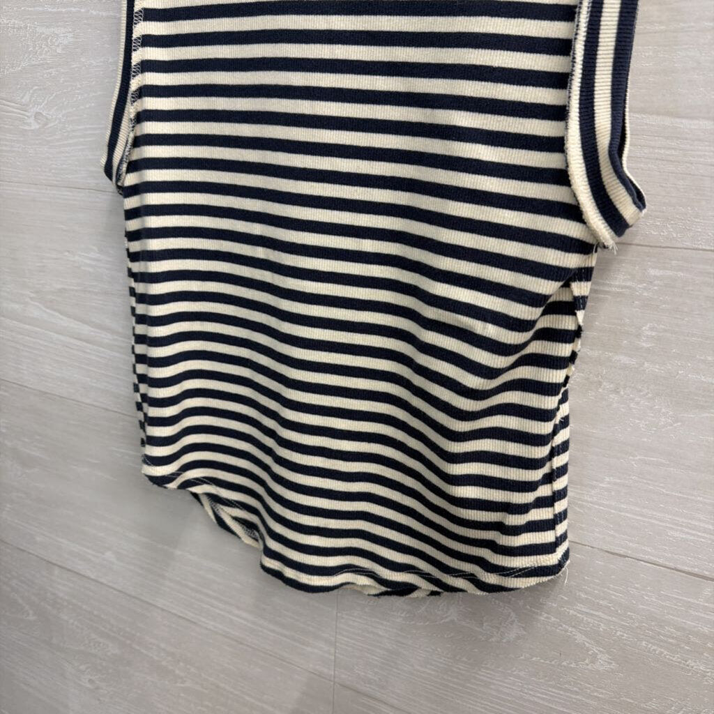 We The Free White/ Navy Striped Tank Top Large