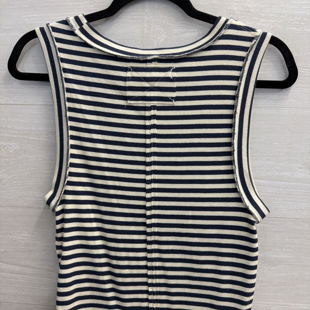 We The Free White/ Navy Striped Tank Top Large