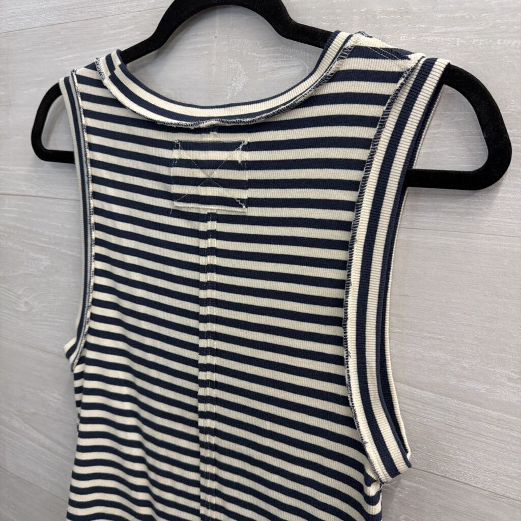 We The Free White/ Navy Striped Tank Top Large
