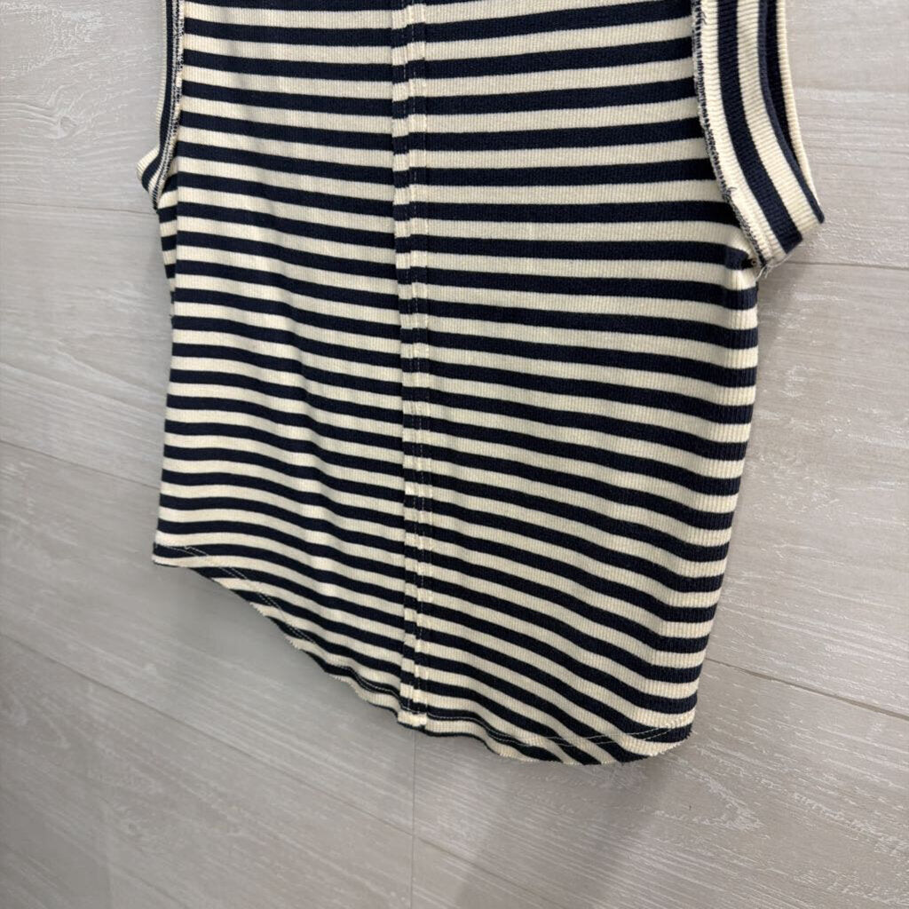 We The Free White/ Navy Striped Tank Top Large