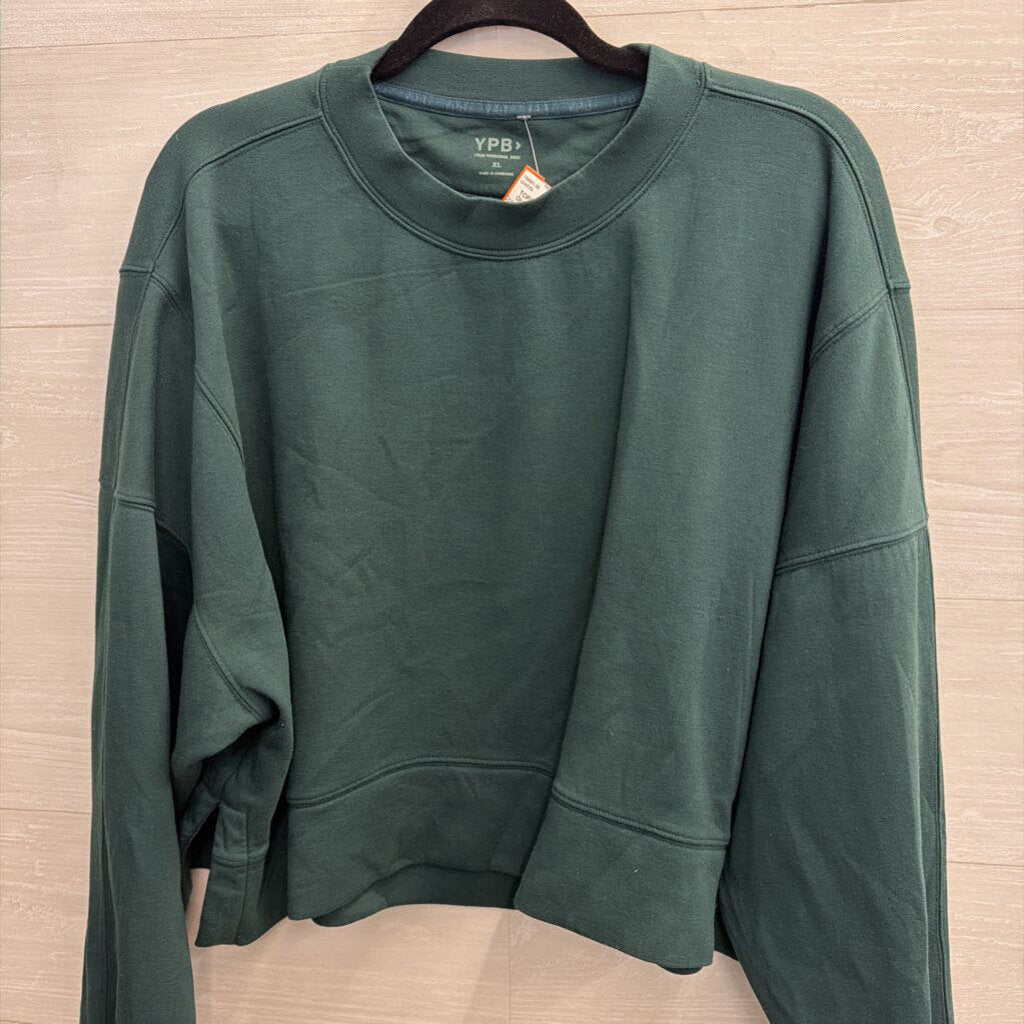 YPB Green Cropped Crewneck Sweatshirt Extra Large