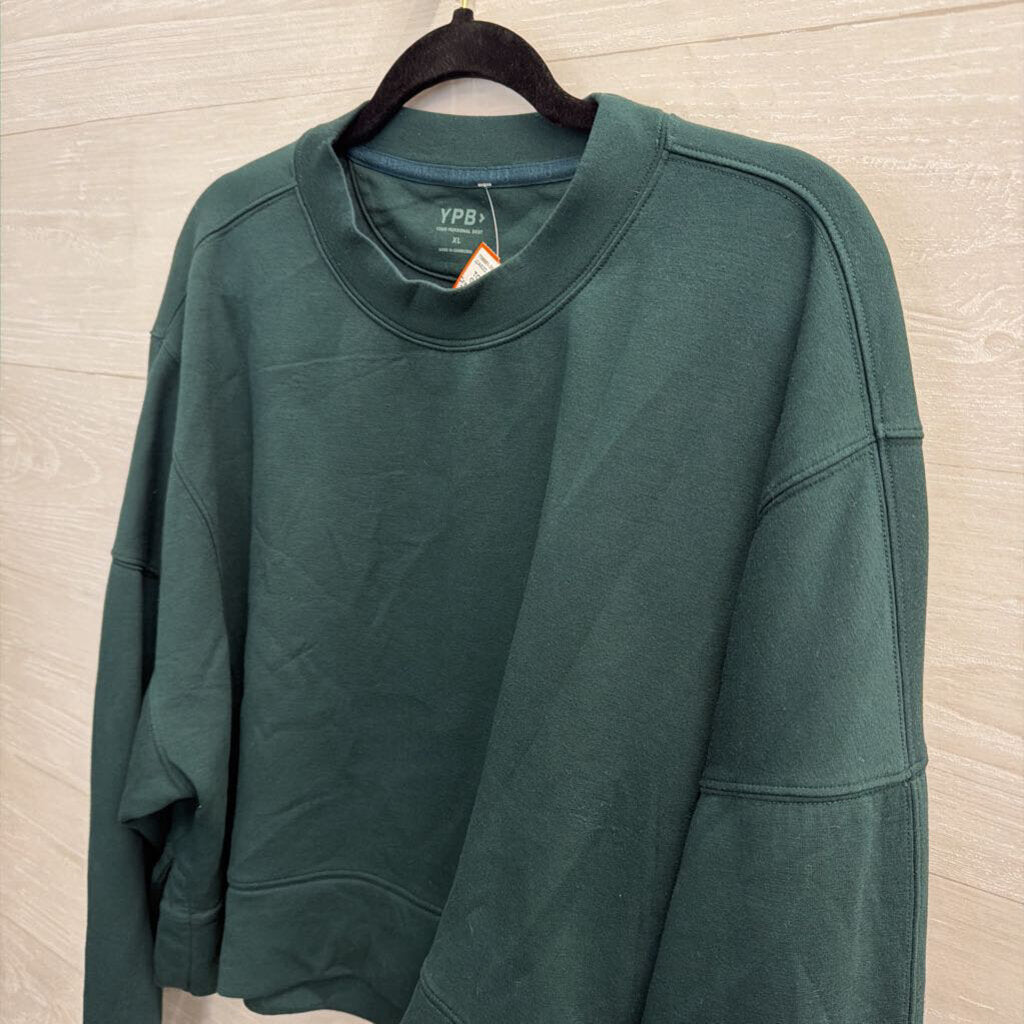 YPB Green Cropped Crewneck Sweatshirt Extra Large