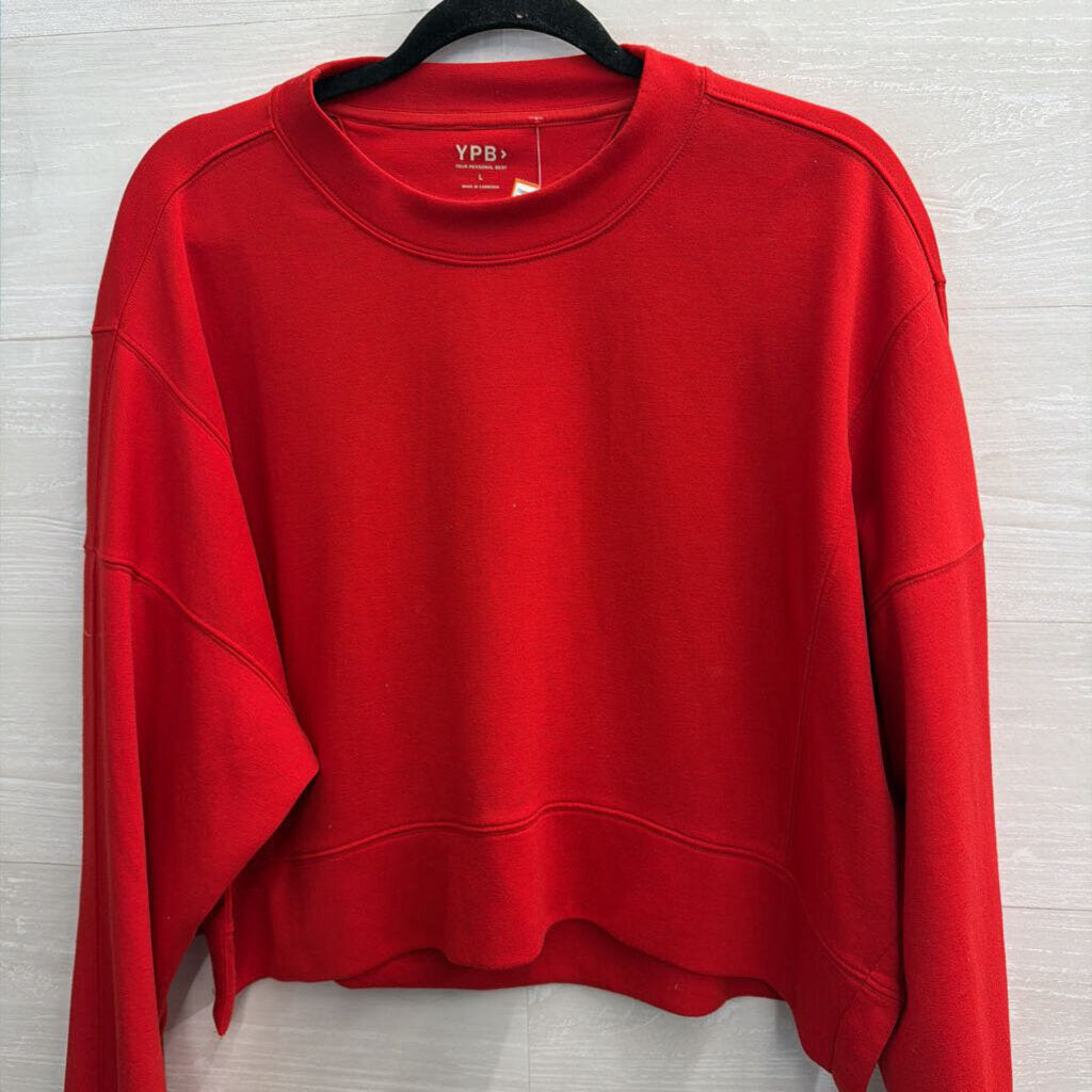 YPB Red Cropped Crewneck Sweatshirt Large