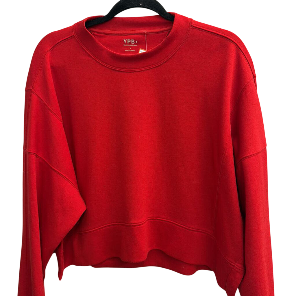 YPB Red Cropped Crewneck Sweatshirt Large