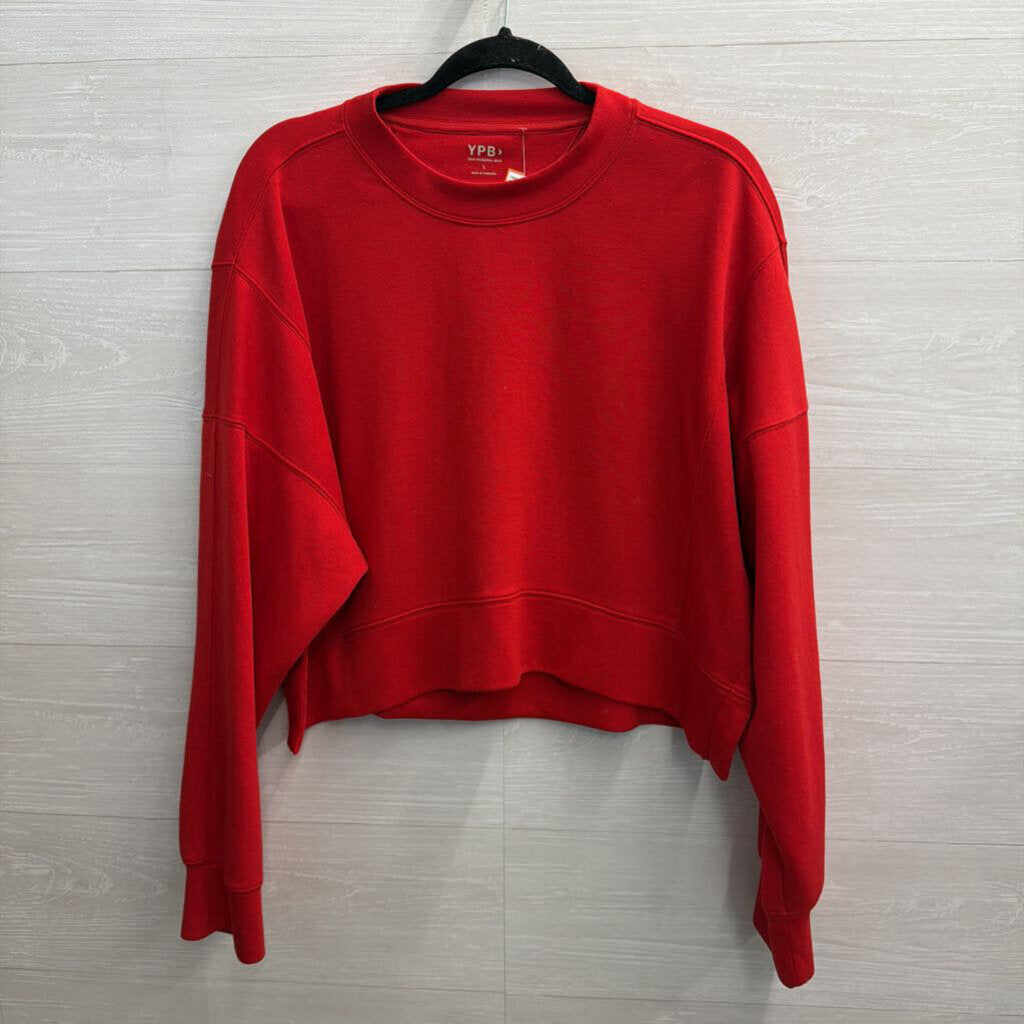 YPB Red Cropped Crewneck Sweatshirt Large