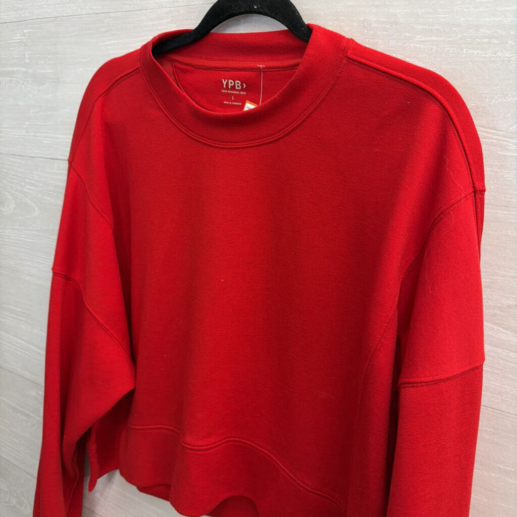YPB Red Cropped Crewneck Sweatshirt Large
