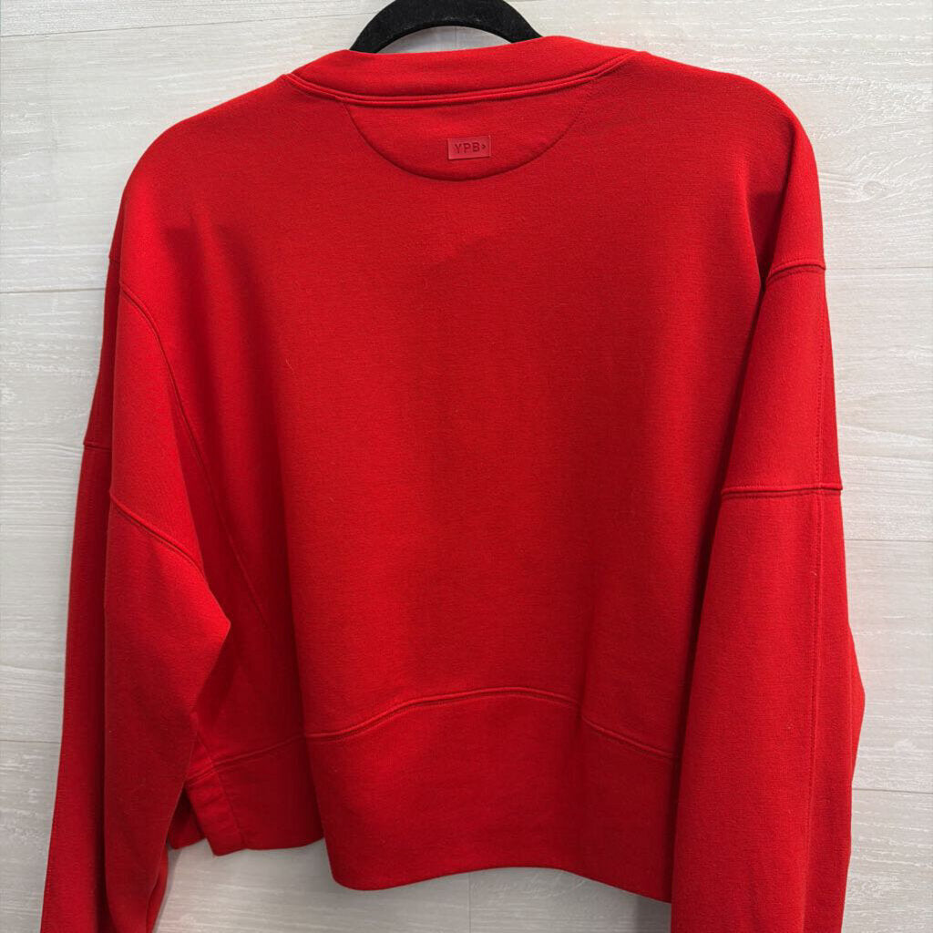 YPB Red Cropped Crewneck Sweatshirt Large