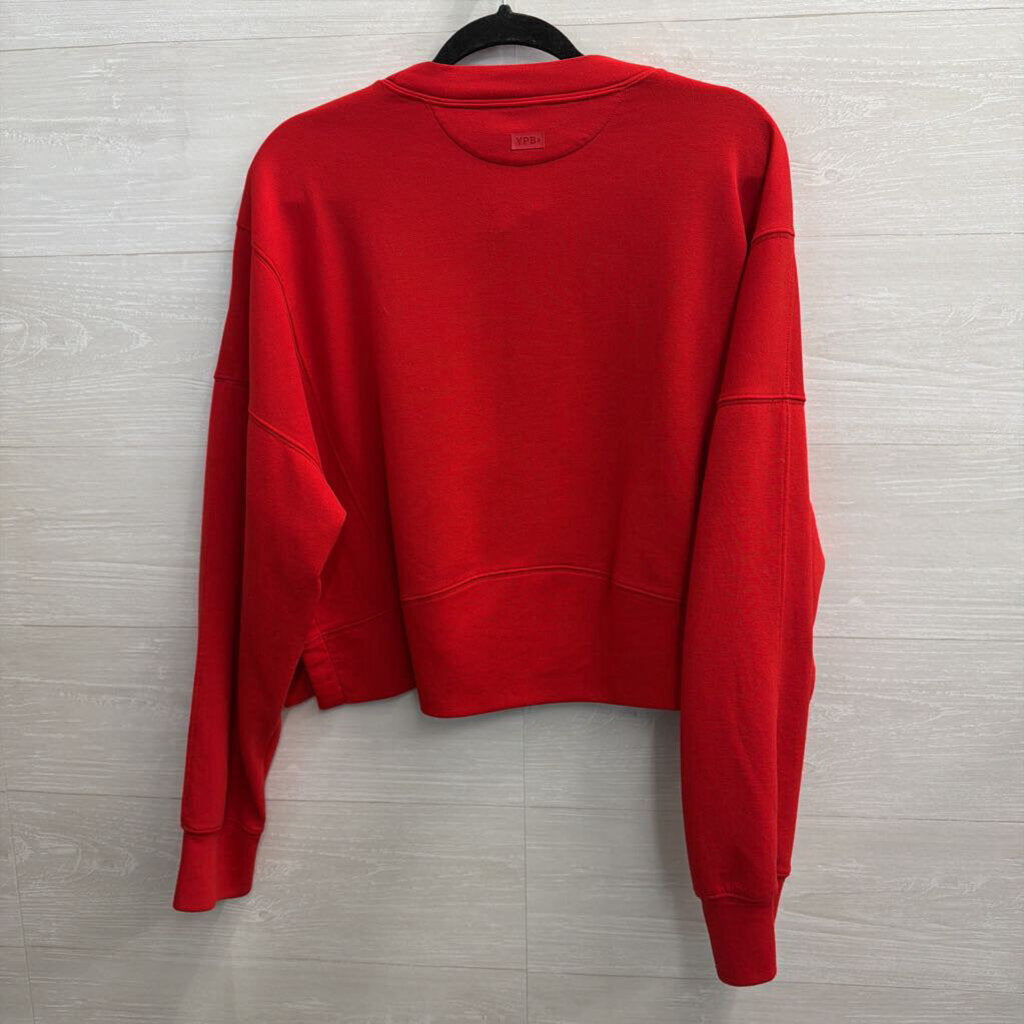 YPB Red Cropped Crewneck Sweatshirt Large