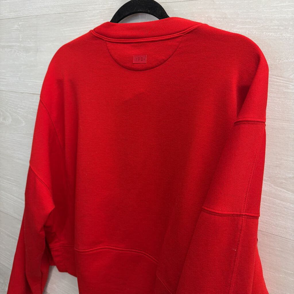 YPB Red Cropped Crewneck Sweatshirt Large