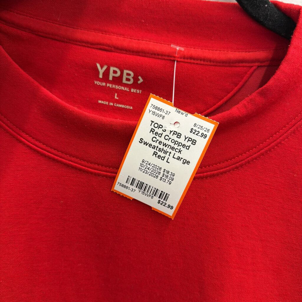 YPB Red Cropped Crewneck Sweatshirt Large