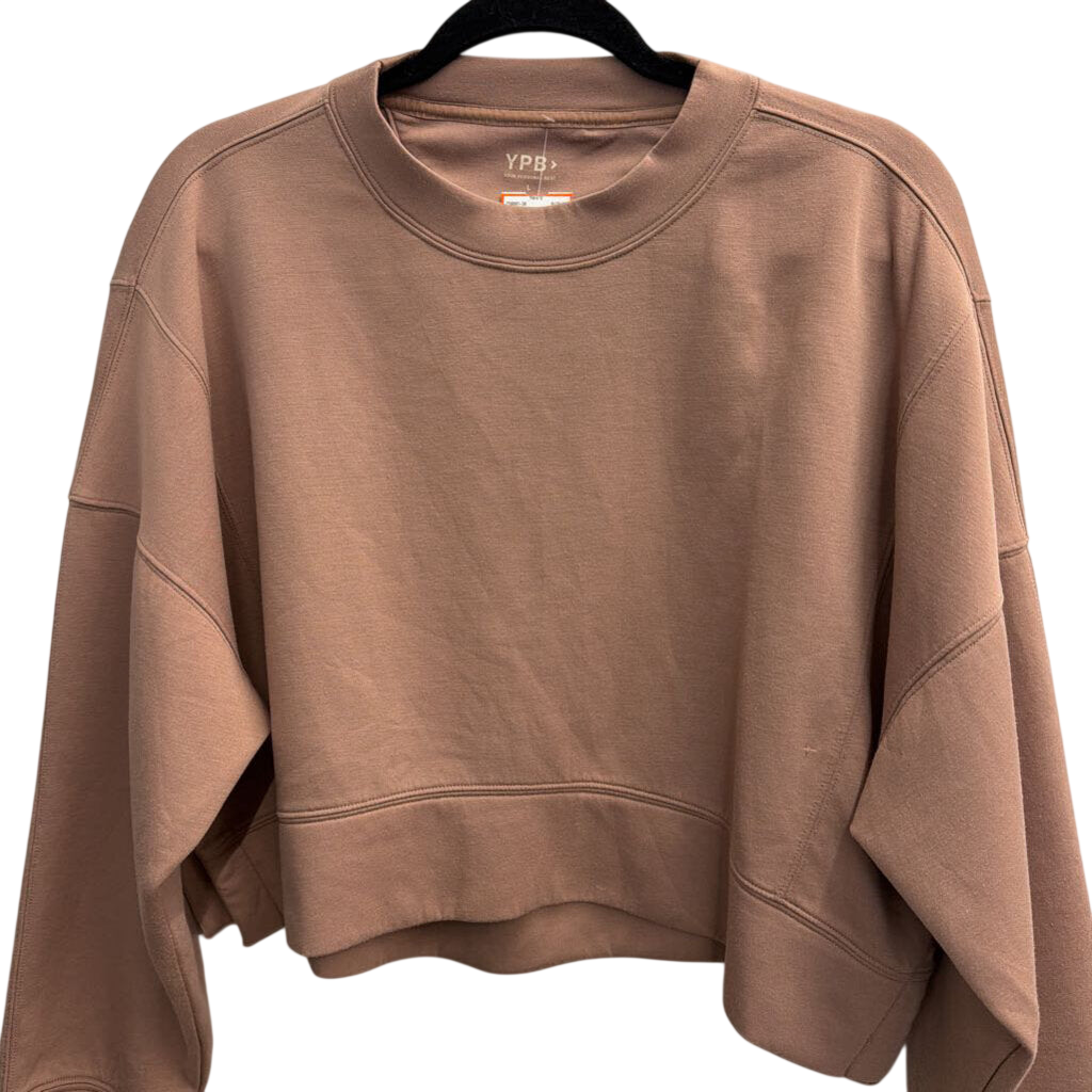 YPB Brown Cropped Crewneck Sweatshirt Large